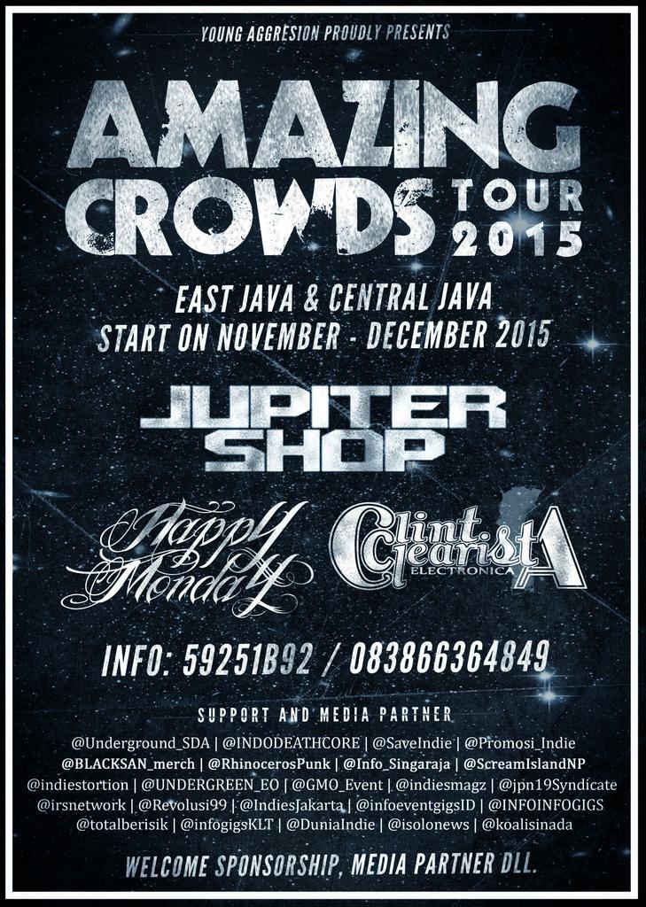 AMAZING CROWDS TOUR 2015 | <a href="/JUPITERSHOP/">JUPITERSHOP</a> <a href="/HappyMondayPHC/">Happy Monday</a> <a href="/CCDE_official/">Clint Clearista</a> | Info 59251B92 / 083866364849