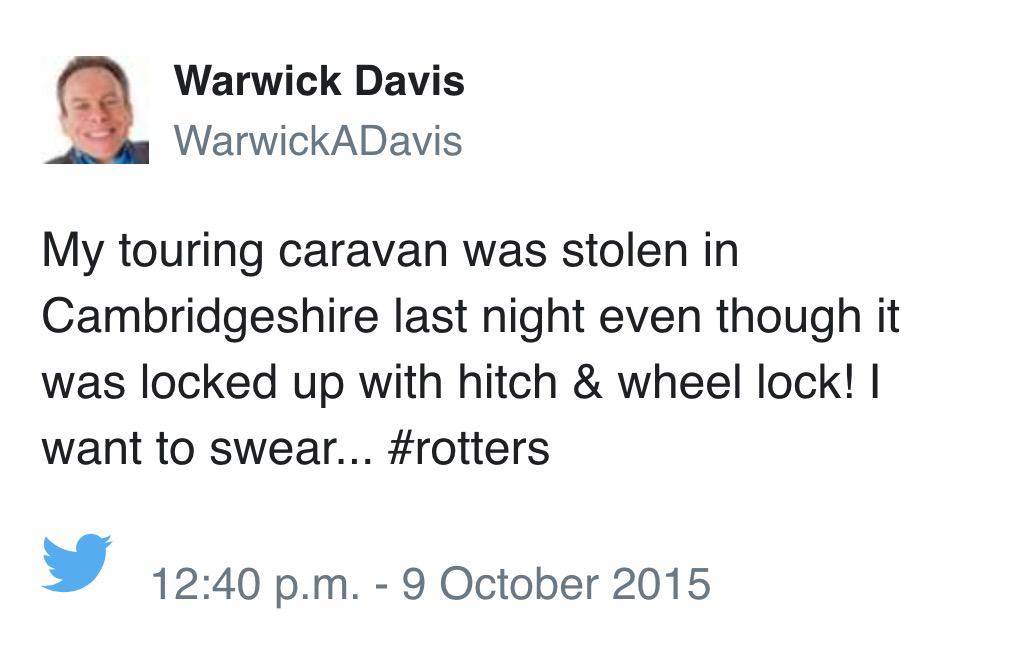 UKToyCollector's tweet photo. RT #HelpWarwickDavis

#StarWars LEGEND @WarwickADavis Caravan been stolen! @HamillHimself 

http://t.co/DojjixTfaW http://t.co/3M6w31xHEg