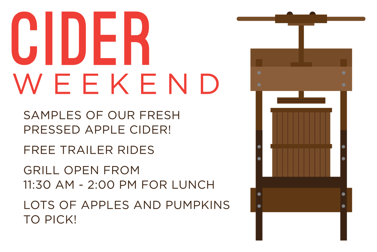 Spotlight on cider this weekend at the orchard! Fresh cider samples. Lots of great apples to pick &amp; pumpkins too!