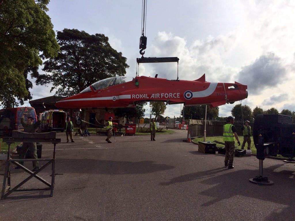 A bit like giant <a href="/Airfix/">Airfix</a> - the Blues reassemble XX306 in her new home... <a href="/RoyalAirForce/">Royal Air Force</a> Scampton's new gate guardian