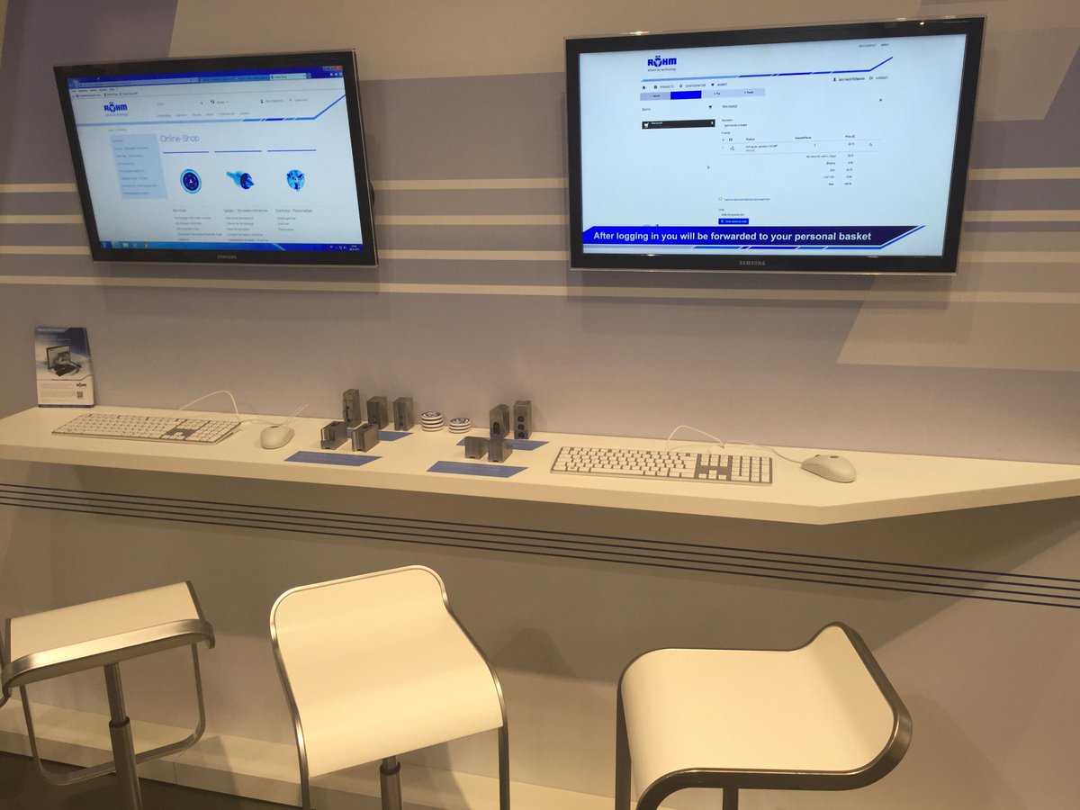 RohmUSA's tweet photo. Our Knowledge Bar with e-Catalog and Web-to-Part design to manufacture in 5 days. #EMO2015 http://t.co/xMrcJjOAEs