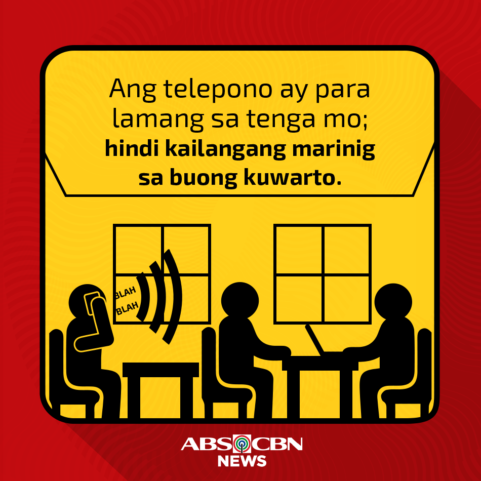 ABSCBNNews's tweet photo. Maganda man ang pinagkukuwentuhan ninyo, baka naman 'di dapat ito naririnig ng ibang tao. #CommonCourtesy http://t.co/SKN5SvU352