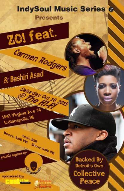 djfunknatra's tweet photo. Indy Soul heads tonite is the nite w/#Zo! #CarmenRodgers #BashiriAsad #CollectivePeace http://t.co/3QI1HkQ7gy