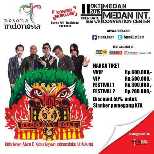 Yoo Medan! Sampai ketemu besok di #KonserEksklusifSlank #ReogNRoll!! Sebarkan juga ya