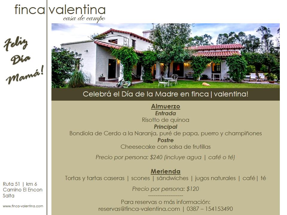 Se acerca #DiadelaMadre! Los esperamos en <a href="/fincavalentina/">finca|valentina</a> con un menu especial para mimarla en su dia!!