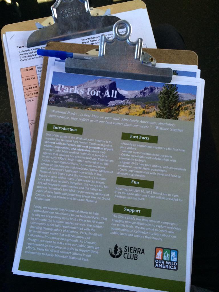 WildCampaignCO's tweet photo. Last minute preparation and we are on our way! #ParksforAll #FindYourPark #EncuentraTuParque http://t.co/rAMi2KDiL0