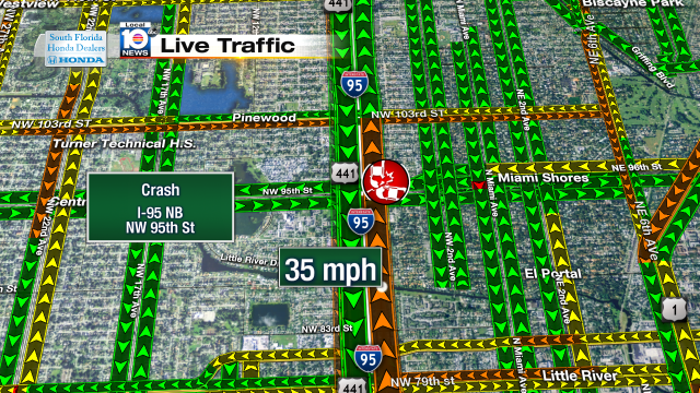 Crash on I-95 NB at NW 95th St. Speeds at 35mph #traffic #miami @JeniseFernandez http://t.co/K4yGeQl3m2