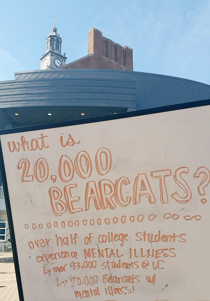 1 in 2 college students experiences mental illness ➡ 20,000 Bearcats ➡ Mental Health Awareness Week <a href="/UCStudentGov/">UC Student Government</a>