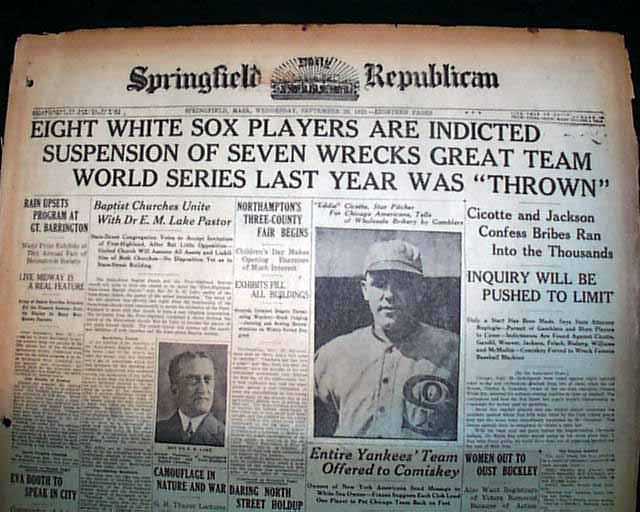 Illinois History on X: 8 baseball players indicted #OnThisDay in 1920 in  Chicago Black Sox scandal.  #ILhistory   / X