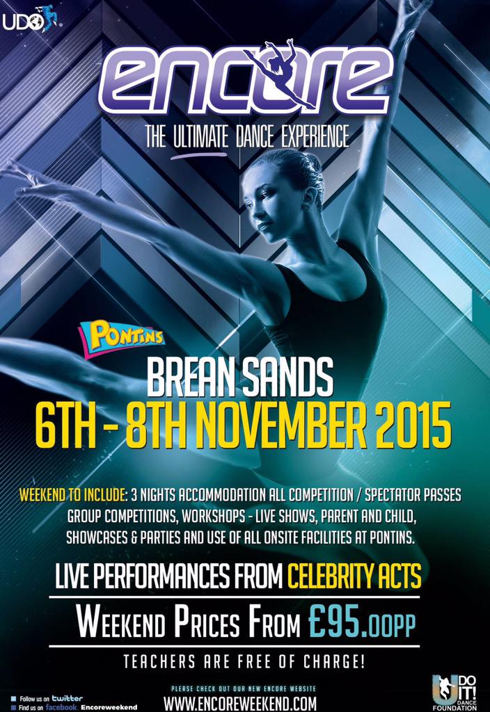 EncoreWeekend's tweet image. #encoreweekend is coming back to @Pontins #BreanSands 6-8 Nov with a full range of dance styles and entertainment!