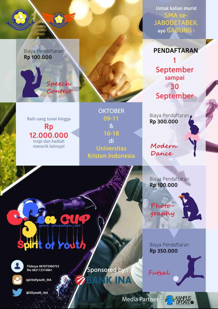 FISIPOL UKI presents Lomba Futsal, Modern Dance,Fotografi&amp;Speech Contest in <a href="/SOYouth_ina/">Spirit of Youth</a> 09 October CP: 087875960753