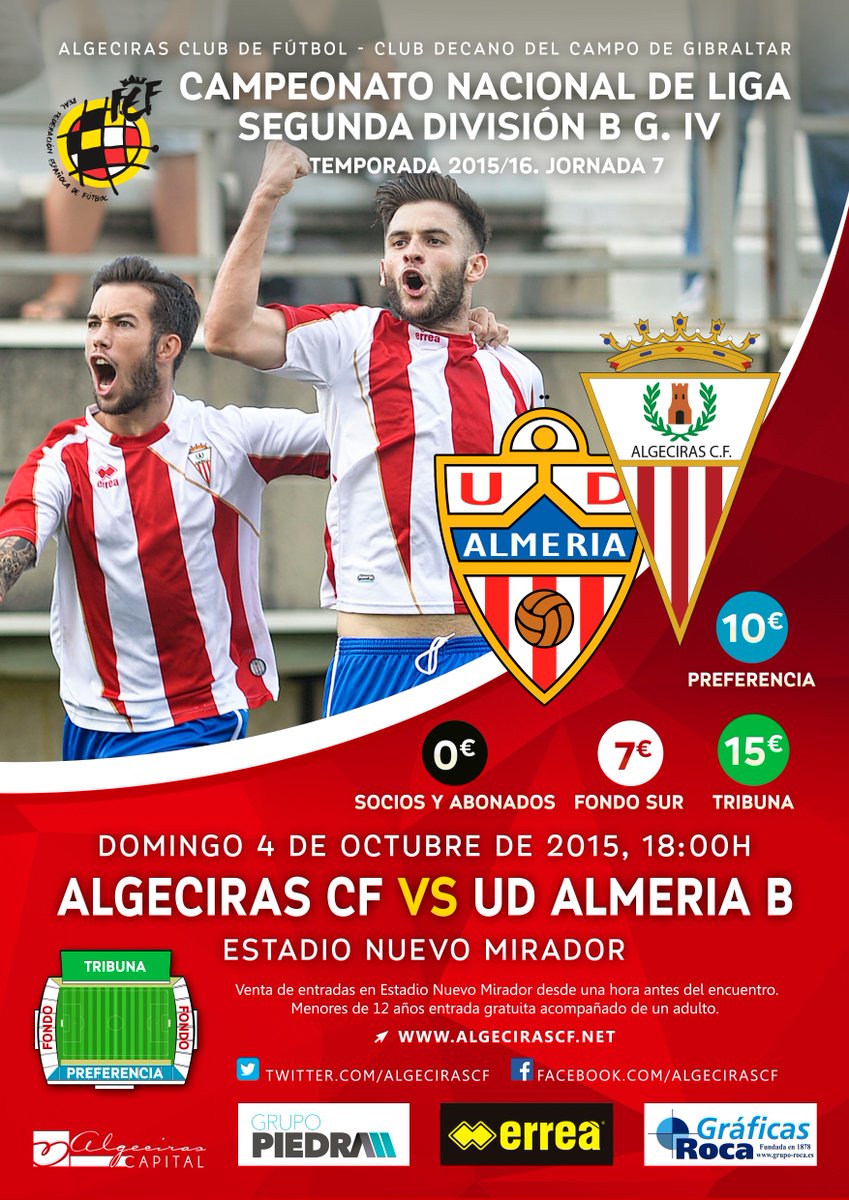 AlgecirasCF's tweet photo. SORTEO TWITTER | Sorteamos 3 entradas para el @AlgecirasCF - @U_D_Almeria B. ¡Haz RT y mucha suerte! http://t.co/T1odIZHqV7