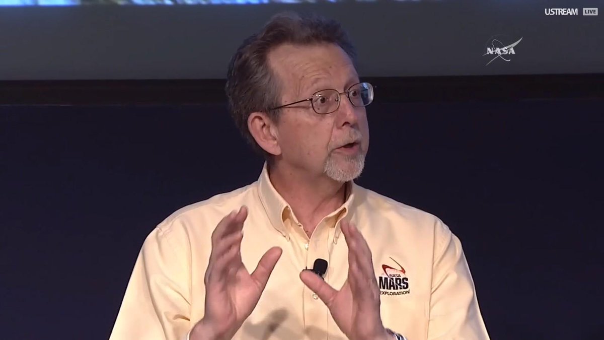ISU_SSP's tweet photo. Cool to see @NASA's Dr. Jim Green, after following his lectures at #SSP15, announce this important finding. #Mars http://t.co/7KuIRVsizI