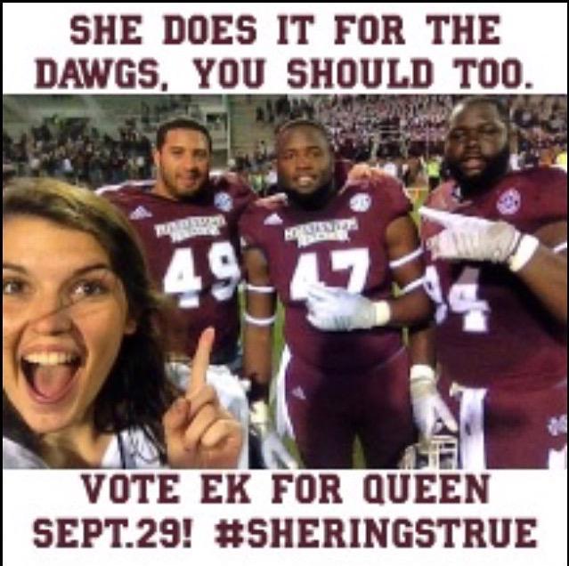 ADPiMSU's tweet photo. Tomorrow, Tuesday 29, vote EK for Homecoming Queen #sheringstrue #ekforqueen #msuadpi http://t.co/SLgBktraTs