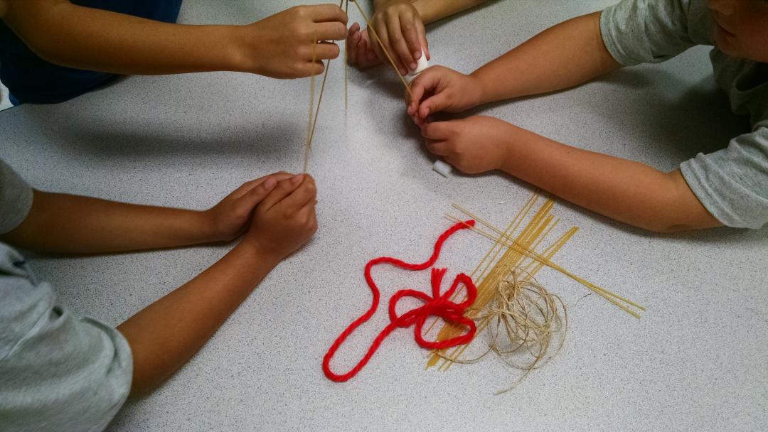 Building spaghetti towers for Theme Day!