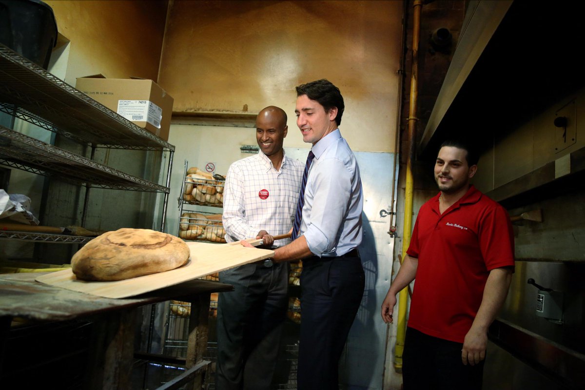 JustinTrudeau's tweet image. Served some great coffee with @yswahmed this morning at the Rustic Bakery in North York. Great start to a big day.