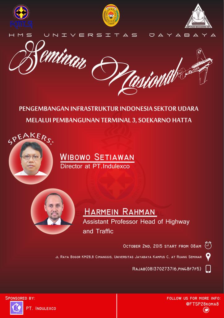 Semnas FTSP UJ. HMS jayabaya dalam rangkaian acara TW-REG <a href="/FKMTSI_V/">FKMTSI wilayah V</a> 
<a href="/sipilindonesia/">FKMTSI</a> <a href="/HMS_PAKUAN/">HMS FT-UNPAK</a> <a href="/himasipUBR/">Himasip UNBARA</a> <a href="/SipilUP/">HMS FT-KMUP</a>