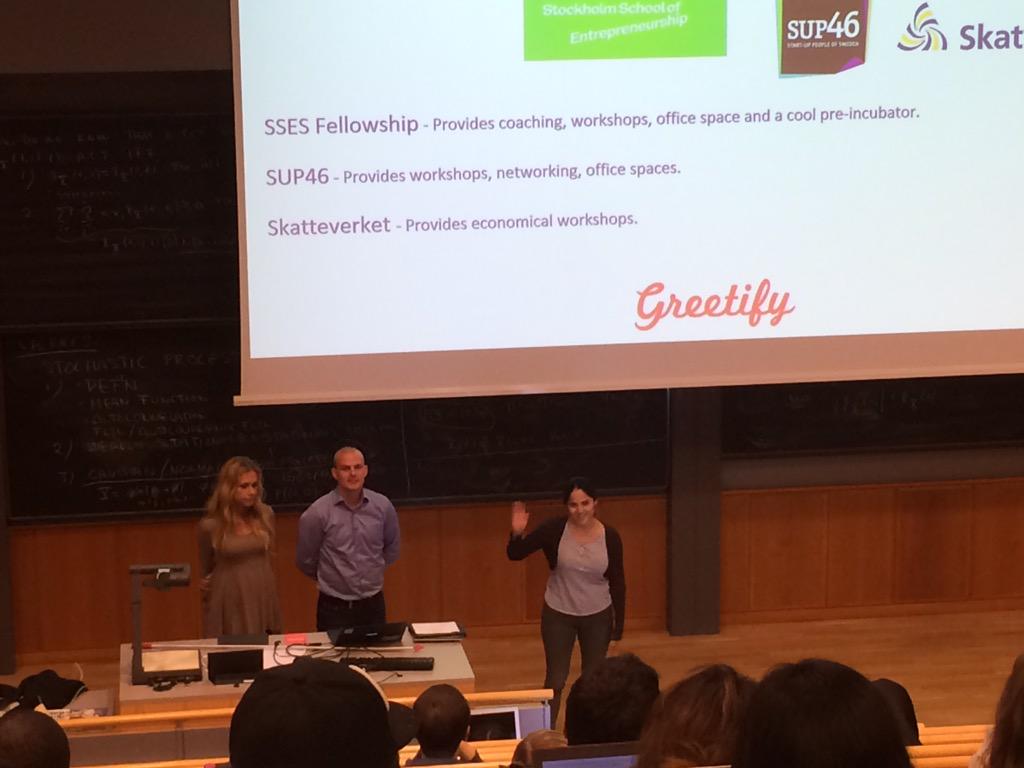 gvanourek's tweet image. Hearing about @Greetify from @FVangelius and cofounderst @SSESupdates @KTHinfo #ideation #startups course #sthlmtech
