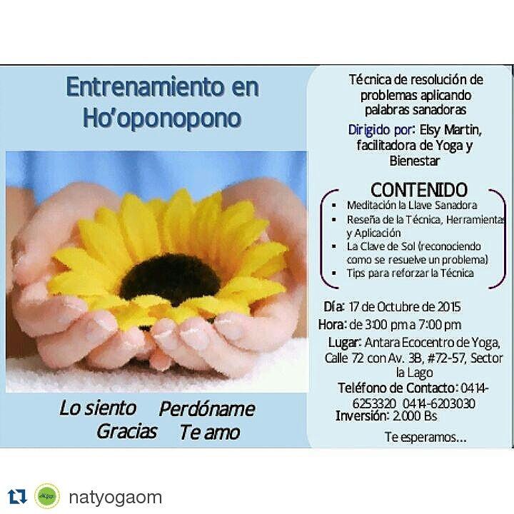 antaraecocentro's tweet photo. Taller de Ho'oponopono
Inversión: 2.000 Bs. 
Telf. de Contacto: 0414-6203030 y 0414-6253320
Incluye Material de Apoyo http://t.co/gv8pktqSgc