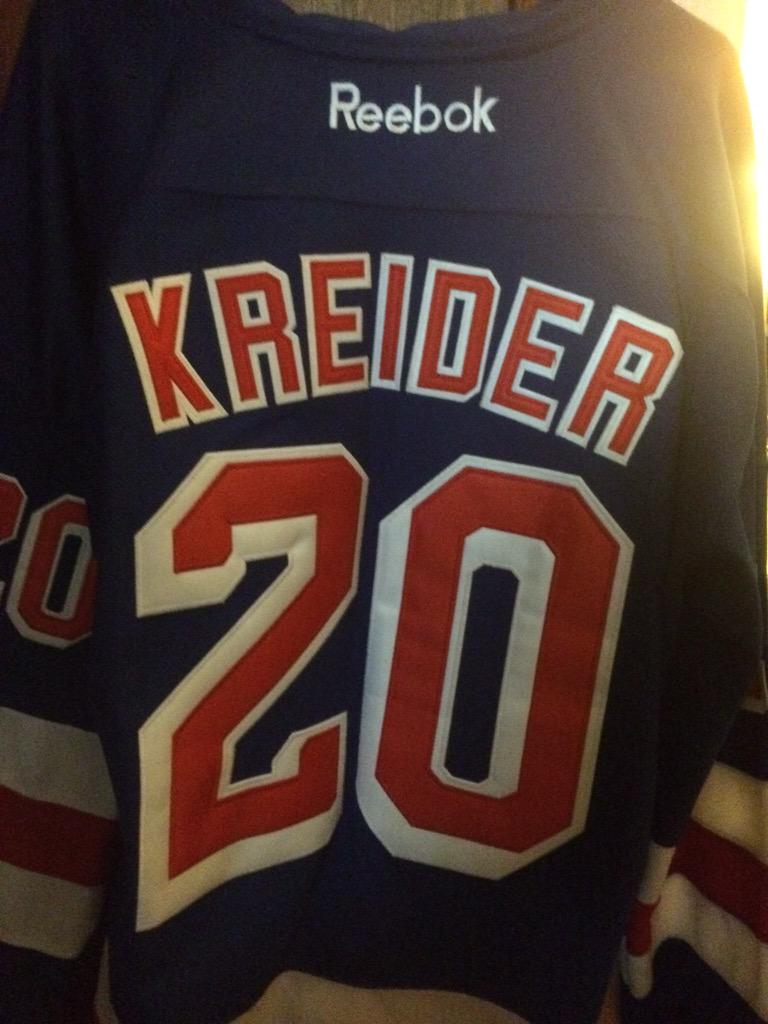 Got my <a href="/ChrisKreider/">Chris Kreider</a> out and ready to be worn for the 1st time to <a href="/TheGarden/">MSG</a> since early March! LETS GO <a href="/NYRangers/">New York Rangers</a>!
