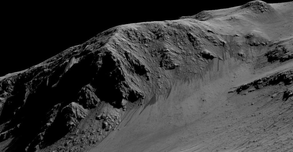 NASA's tweet image. Dark, narrow streaks formed by seasonal water flow on modern-day Mars: go.nasa.gov/1LhoxuM #MarsAnnouncement