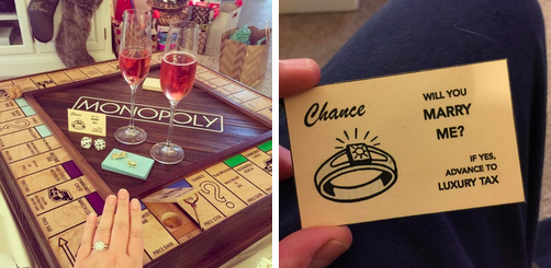 BuzzFeed's tweet photo. This guy proposed with an amazing custom Monopoly board http://t.co/Om4mNHptXI http://t.co/XcV5m99sdJ