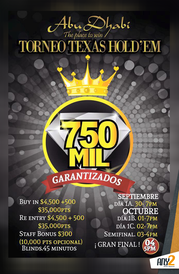 Any2mx's tweet photo. #Any2News. Este miércoles inicia el 750 Mil Garantizados de Abu Dhabi en la ciudad de Monterrey. #Poker http://t.co/nZfIsvYTbi