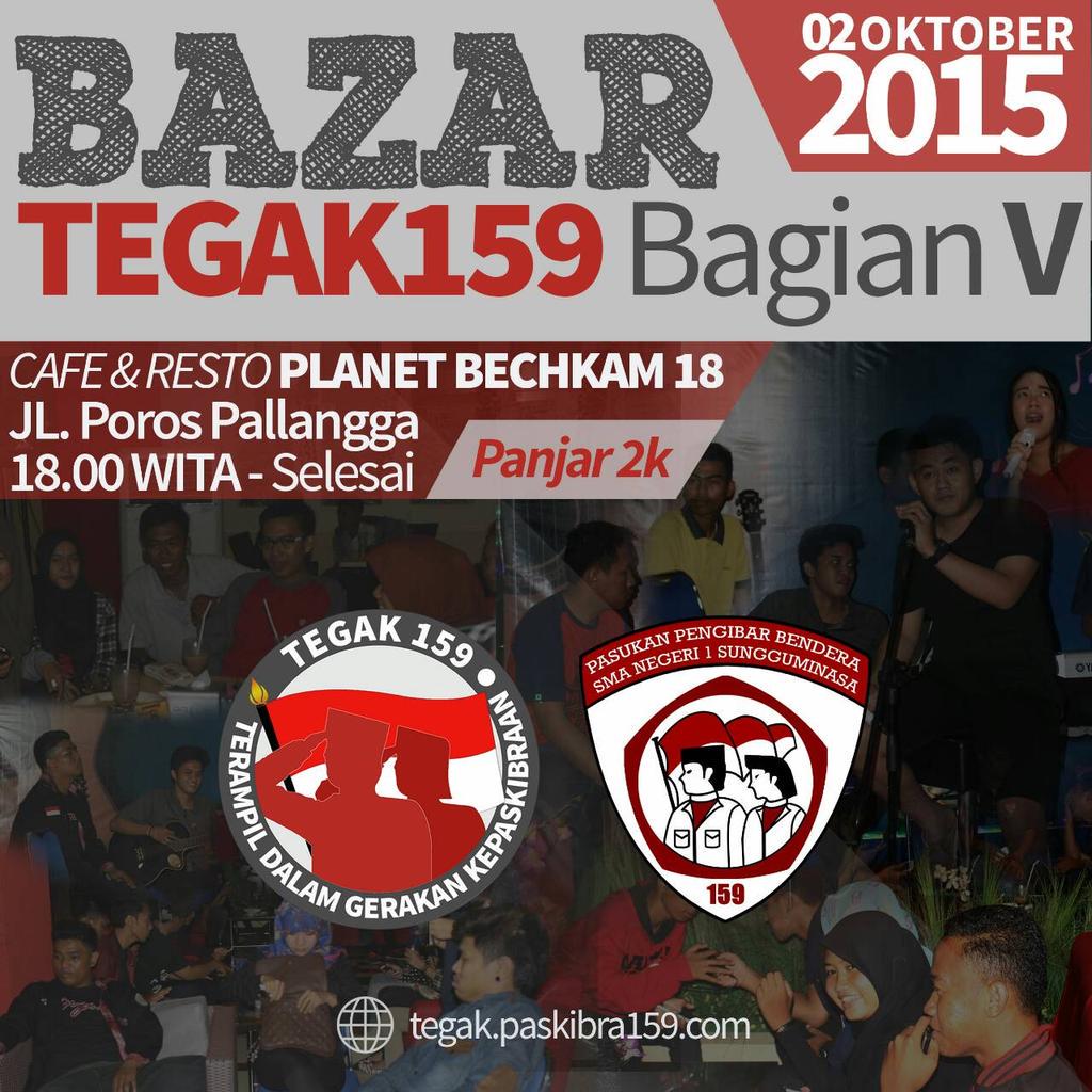 paskibra159's tweet photo. Datang &amp; Ramaikan Bazar Kami di Cafe &amp; Resto Planet Beckham 18 Jln.Poros Pallangga tgl 2 Oktober2015 Pukul 18.00 Wita http://t.co/MDYhi2vIja