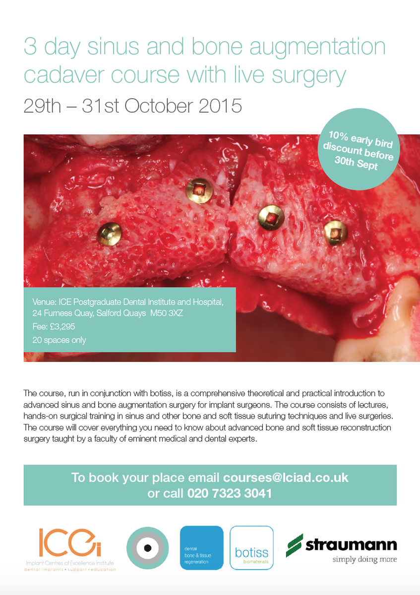 dentalcircleUK's tweet photo. Fantastic course coming up, contact @StraumannUK to book as limited spaces! http://t.co/TlZCkPkgyL