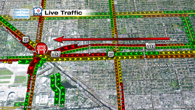Off-ramp closed SR-112 WB at US-27. Delays extend 2 miles starting at NW 17th Ave #traffic #miami @JeniseFernandez http://t.co/IxXEzET3zx