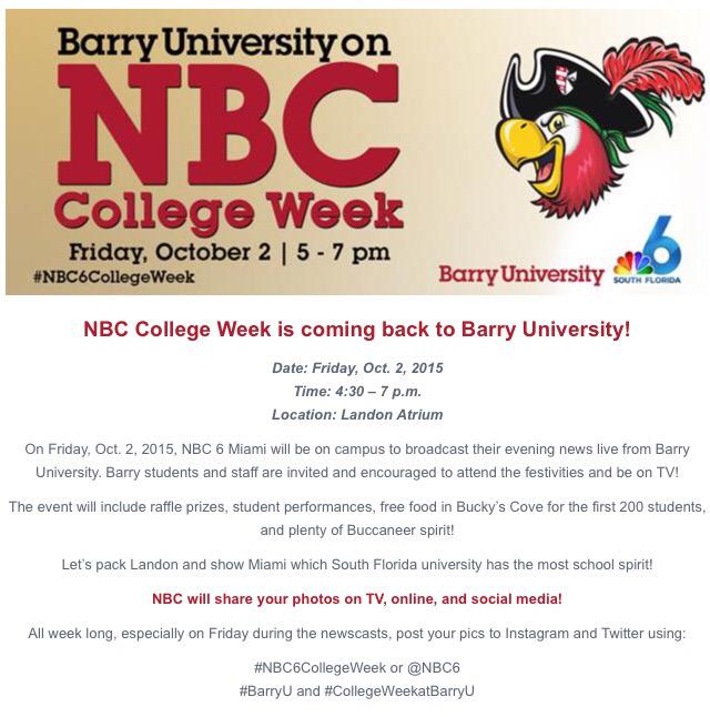 Bucettes's tweet photo. Come out and support #collegeweekatBarryU #NBC6CollegeWeek http://t.co/YIhYwSIwbd
