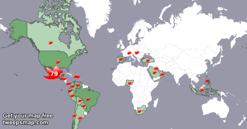 My followers live in Mexico (79%), Brazil(4%)... Get your free map too: tweepsmap.com/!reuniones_sw