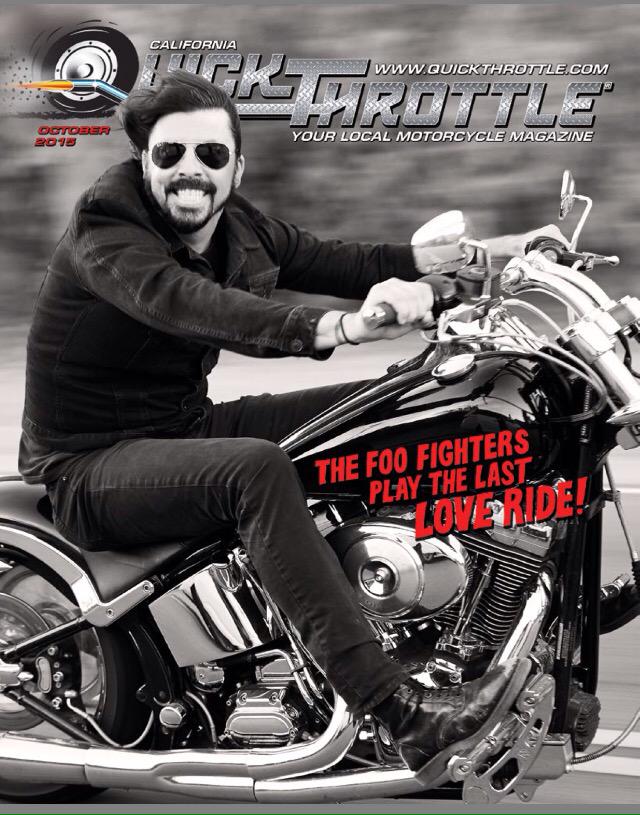 FooArchive's tweet photo. Dave Grohl is on the cover of October's @QuickThrottle magazine to promote @foofighters playing the final @LoveRide http://t.co/nmRp6Tgshk