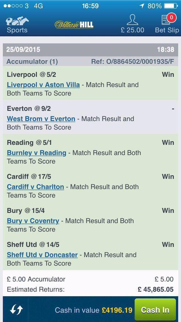 ODDSbible's tweet photo. Lucky f*cker!!!

If you fancy your chances with WillHill, get £20 free when you bet £10: http://t.co/mw1RiMt5EL http://t.co/cQn5rkJM94