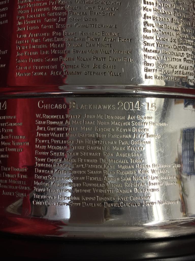Another angle of the #stanleycup featuring last years champions. <a href="/NHLBlackhawks/">Chicago Blackhawks</a> <a href="/HockeyHallFame/">Hockey Hall of Fame</a> 
Hhofarchives