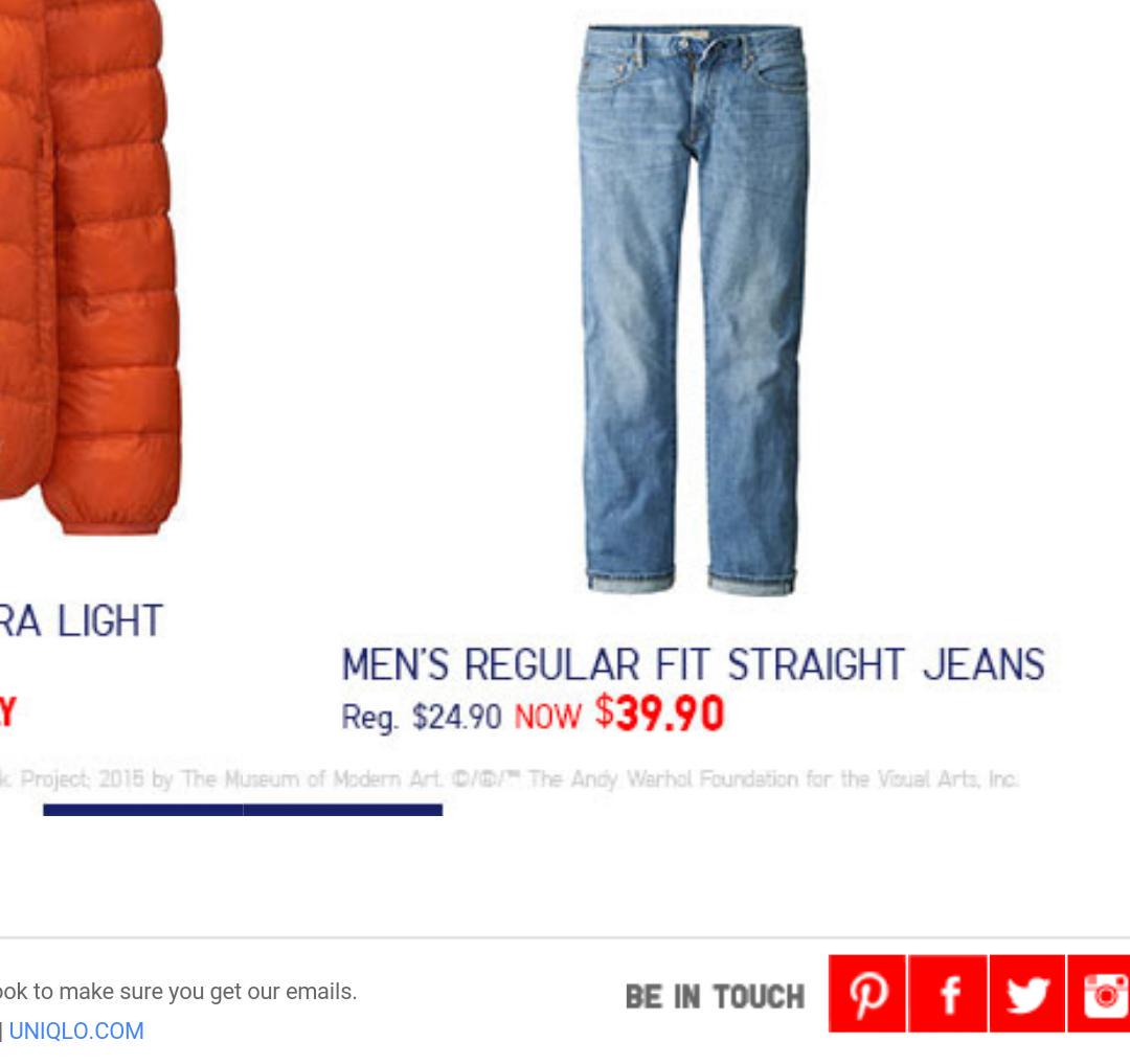 navidhips's tweet photo. @UniqloUSA I'm Coming to #SanFran to shop at your store, but these deals don't look very good! #RegVsSale #RipOffJean http://t.co/hcEMEPClTv