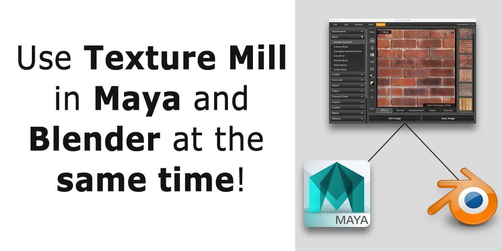 TheTextureMill's tweet photo. You can now run Texture Mill 2.0 in both #Blender3d &amp; Maya simultaneously! https://t.co/5FLWFTLOOP http://t.co/5vKmVmr1fX