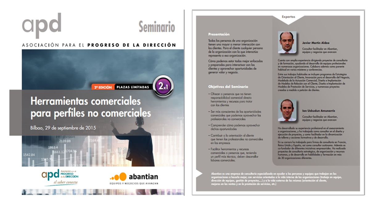Impartimos seminario HERRAMIENTAS COMERCIALES PARA NO-COMERCIALES. APD Bilbao 29-09-2015. goo.gl/2kHpv4