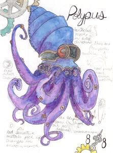 rachelarter's tweet photo. Steampunk drawing of an octopus!  #mtgtoken http://t.co/KrRBEDwwcB