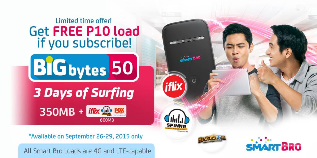 LiveSmart's tweet photo. Get FREE P10 load and go online surfing with your bros! Subscribe to Big Bytes 50 now! #SmartFreeLoad http://t.co/EwcO7wBrqd
