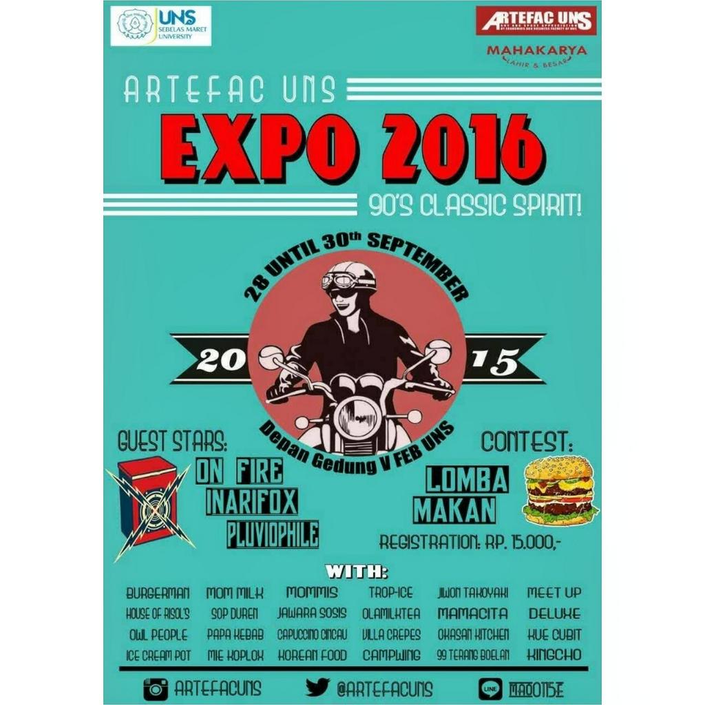 #DestinasiBakarPanggung selanjutnya, kita akan hadir di Artefac UNS Expo 2016, besok Rabu tanggal 30 Sept, jm 12.00.