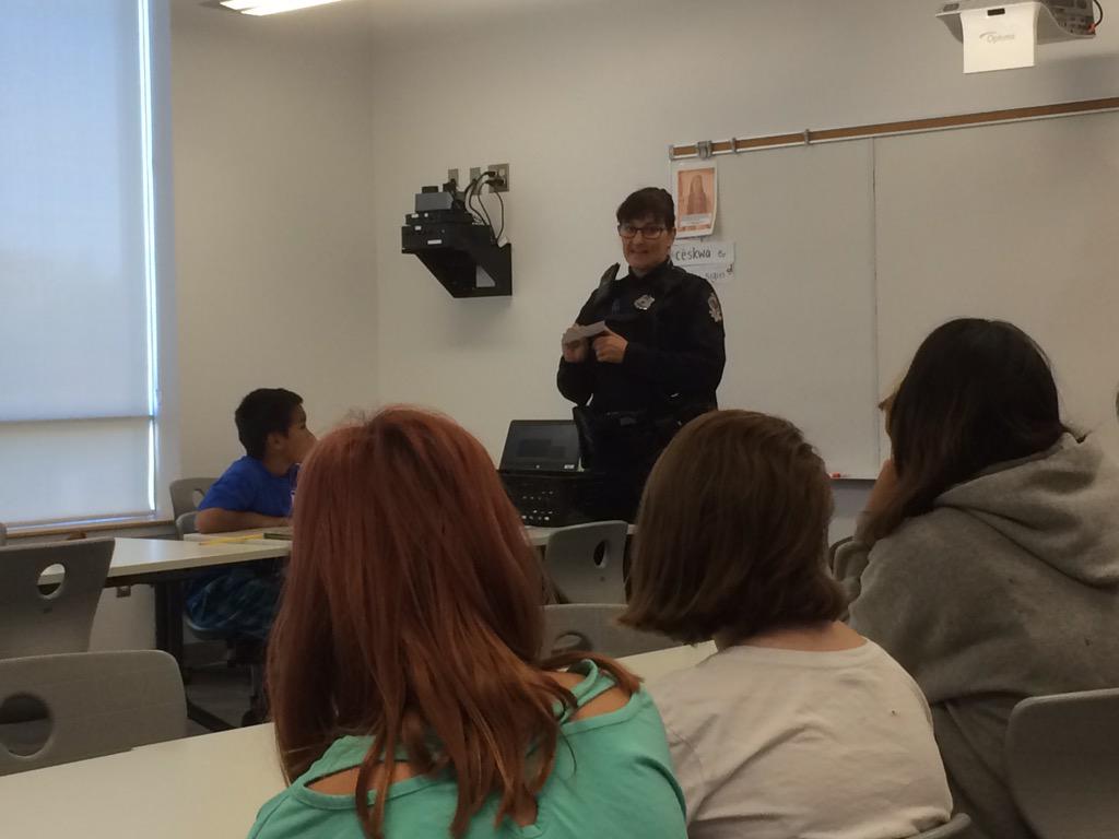 <a href="/reginapolice/">Regina Police</a> tks SRO Const. Sieber for answering our policing questions today. "My most powerful tool is my words"