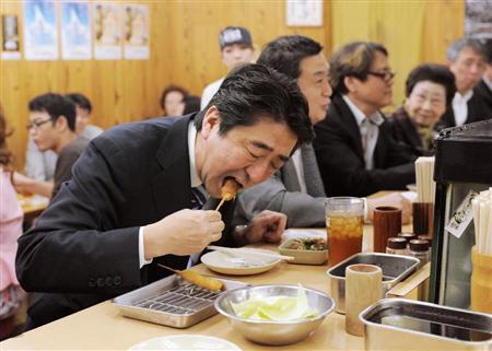 I don't think Prime Minister Abe gets enough credit for being a fearless public eater.