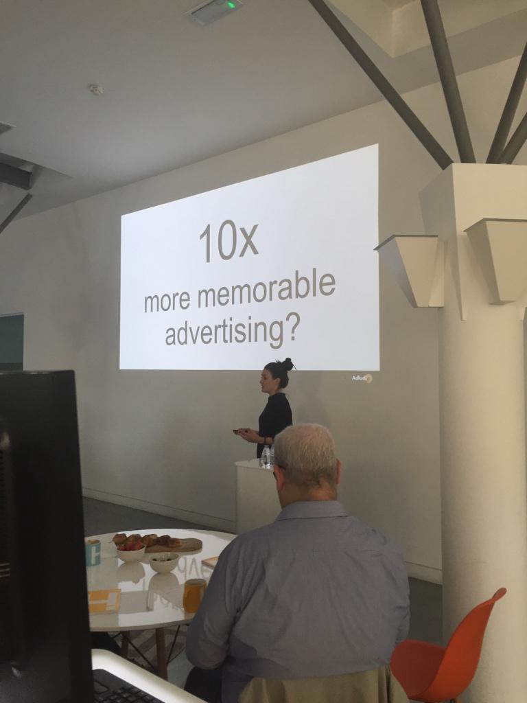 howardvk's tweet photo. .@gilligan_j spreading the @adludio word at @heyhuman HQ #sensoryads http://t.co/JnTSWIi4b9