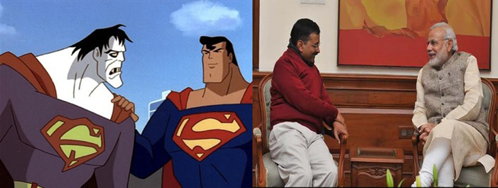 aravindsr's tweet photo. If Modi is the strong Superman then Kejriwal is definitely the dumb Bizarro of our country #MakeDelhiFirst @IndiaBTL http://t.co/m7IoPWQ0FE