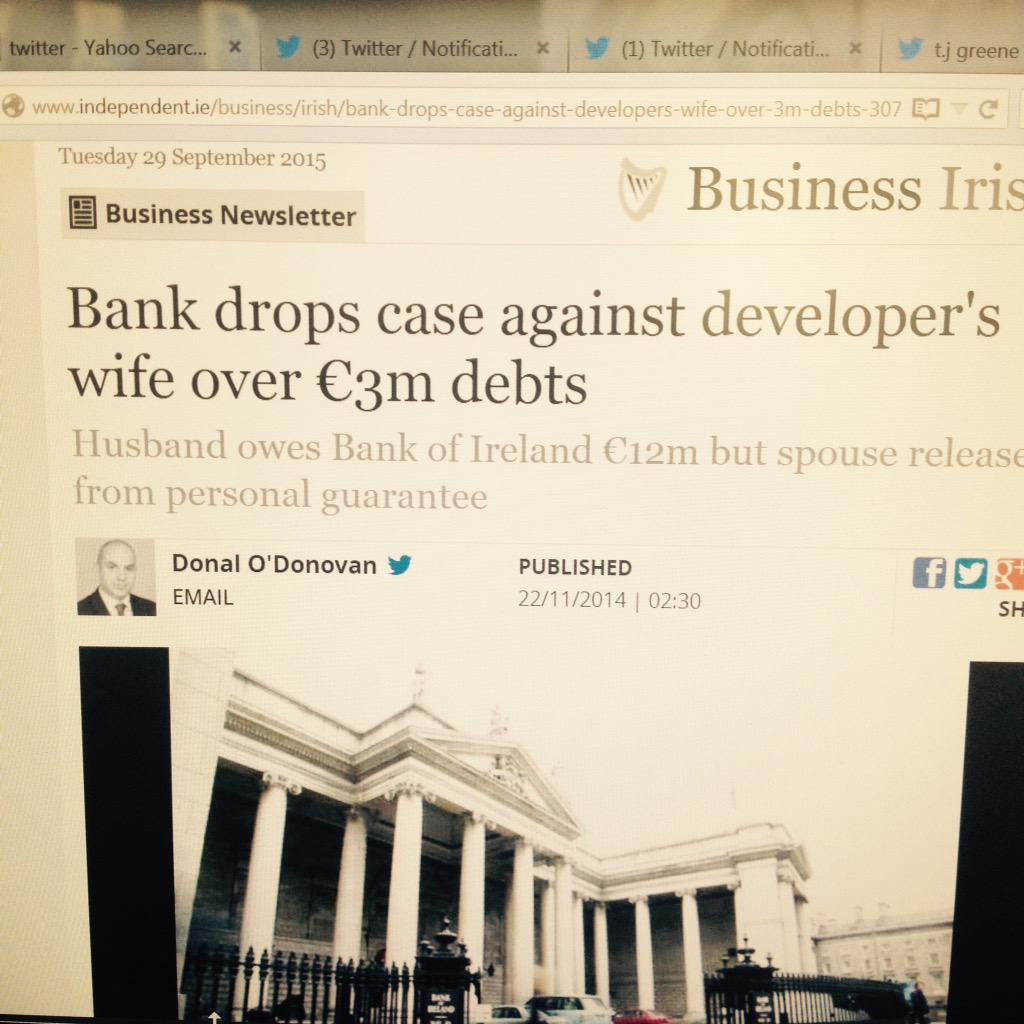 babsbear's tweet photo. Registered blind man get evicted with just €30k worth of arrears V €3m debt of developers wife wiped #FriendlyBank http://t.co/wcXJxI1hyP