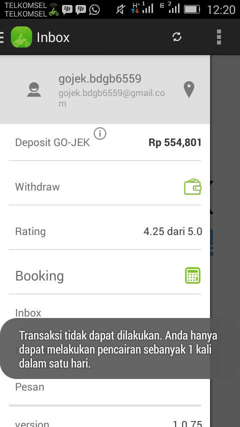 CekerMerangsang's tweet photo. @gojekindonesia min saya baru ambil sekali tapi ko ga bsa nge wd ya? Tadi nge wd gagal terus malah ada kata ini http://t.co/tyCLvPVRyp