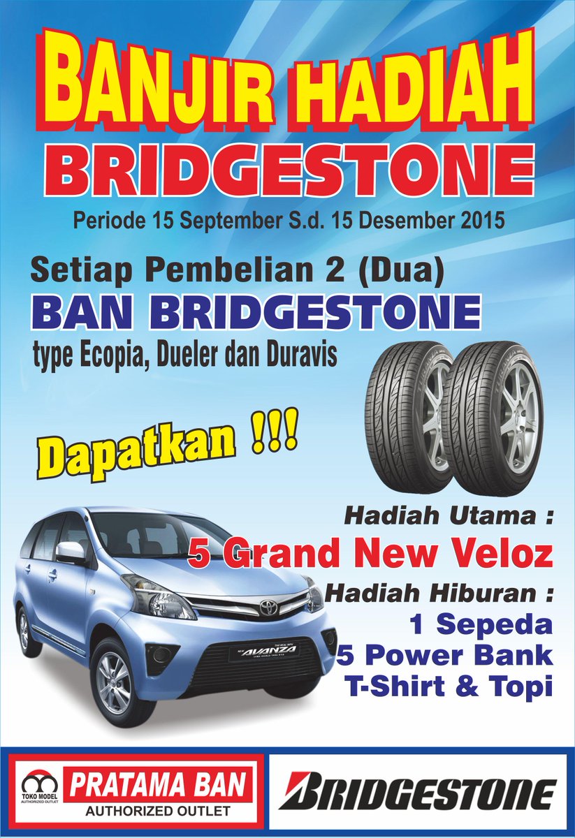PratamaBan's tweet photo. Banjir Hadiah,,jangan lupa beli Ban Bridsgestone di @PratamaBan siapa tau anda yang beruntung http://t.co/KhOCFclpyM