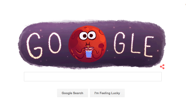 SpaceCharlieUK's tweet photo. Cool @Google doodle today! https://t.co/KMxlbZoKmD Evidence of water found on #Mars #LifeOnMars http://t.co/MrELvL8h1W