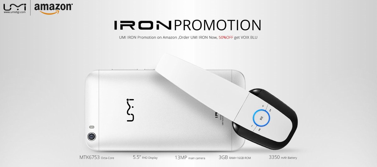 umidigi's tweet photo. #DealsOfTheDay #UMIIRON #PROMOTION
Buy UMI IRON Now, get VOIX BLU 50% OFF at Amazon Italy http://t.co/HgD2yYJInW http://t.co/O58XN68S9U